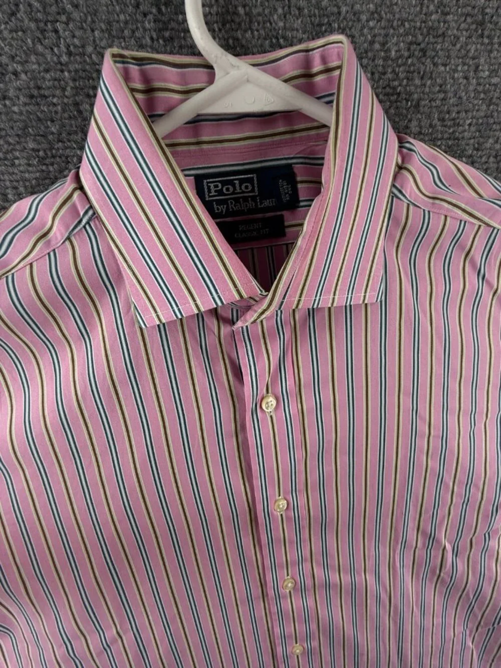 Polo Ralph Lauren Button Up Long Sleeve Striped Pink Regent Classic 16.5 32/33